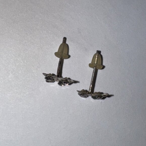 8.52mm Clear Butterfly Cz And Sterling Post Earrings - Picture 10 of 15